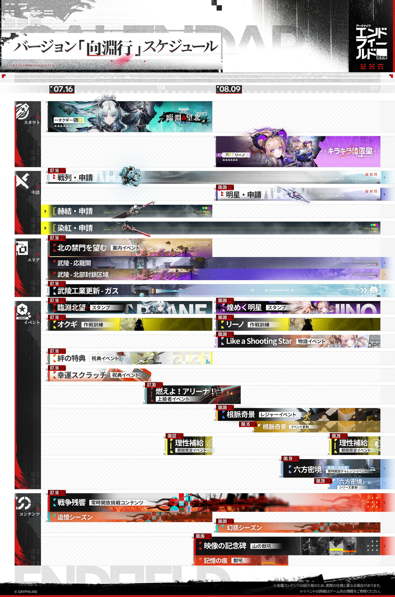 イベントスケジュールまとめ